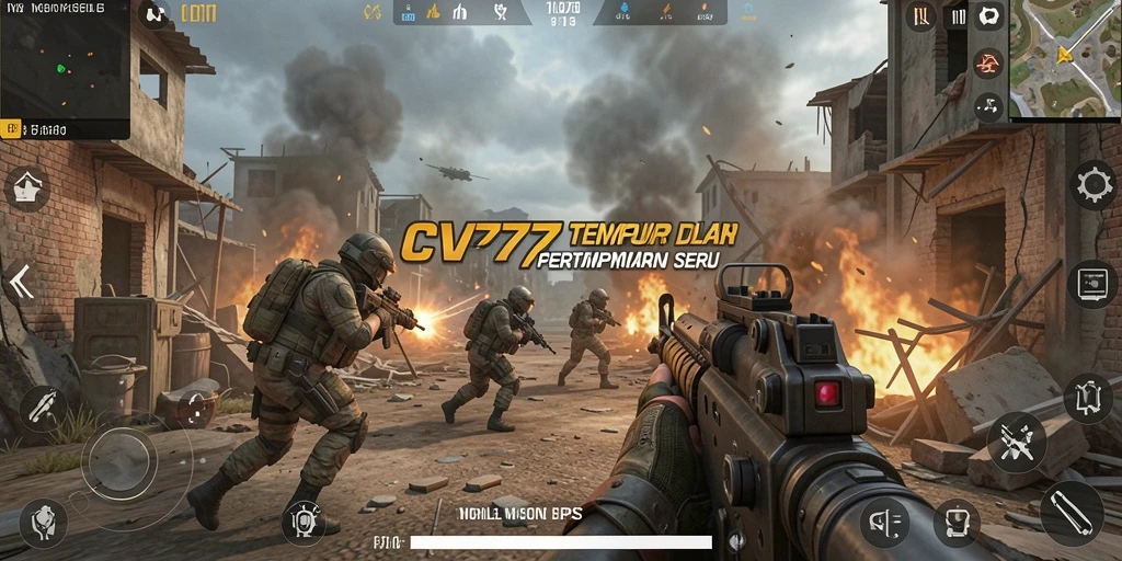 Screenshot menunjukkan aksi tempur mendebarkan di CV777 dengan grafis luar biasa.