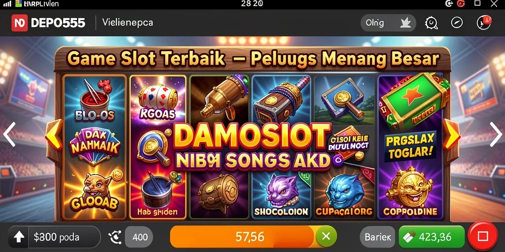 Screenshot gameplay DEPO555 dengan tampilan slot yang menawan dan interaktif.