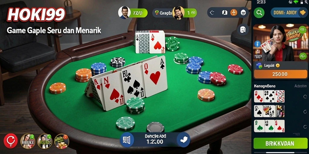 Tampilan gameplay HOKI99 dengan pemandangan seru saat bermain Gaple.