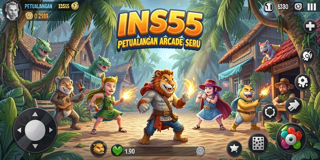 Tampilan gameplay seru INS55 dengan rintangan menantang.
