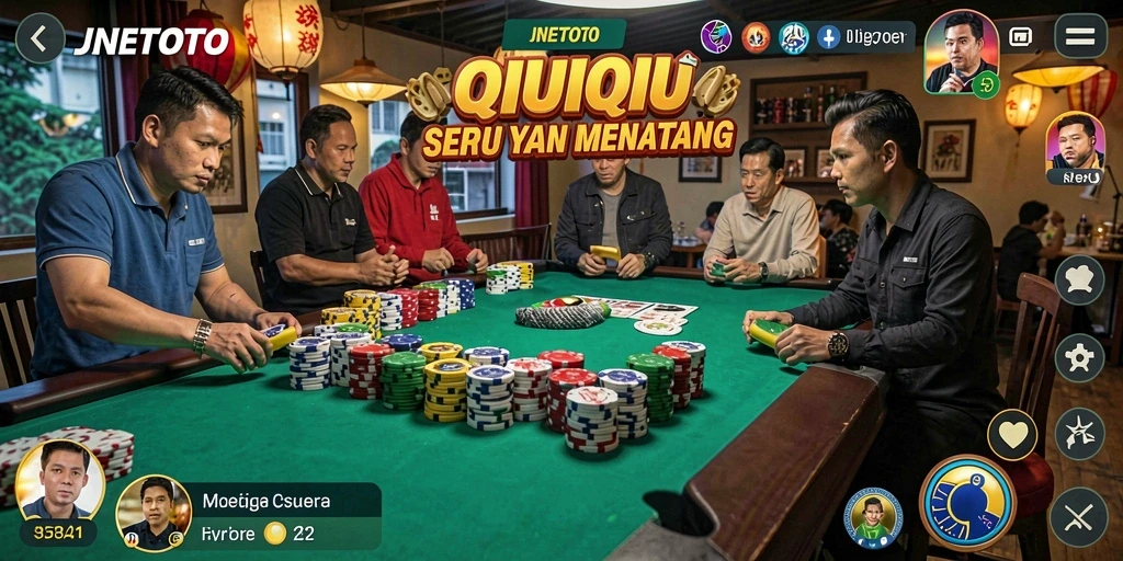 Tampilan gameplay menegangkan dari JNETOTO saat bermain QiuQiu.