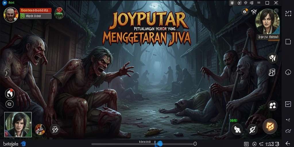 Tampilan gameplay menegangkan dari JOYPUTAR dengan suasana horor yang intens.