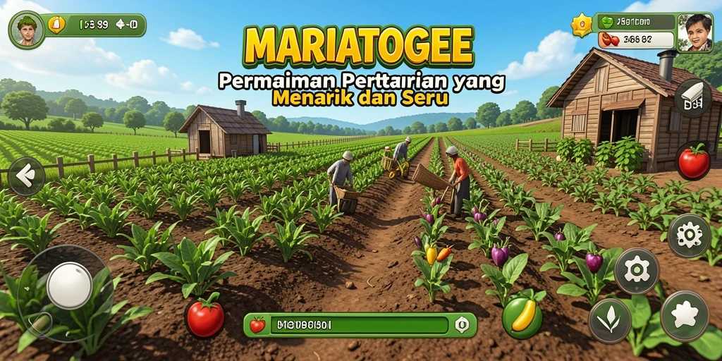 Tangkapan layar MARIATOGEL menampilkan ladang yang subur dan interaksi petani.
