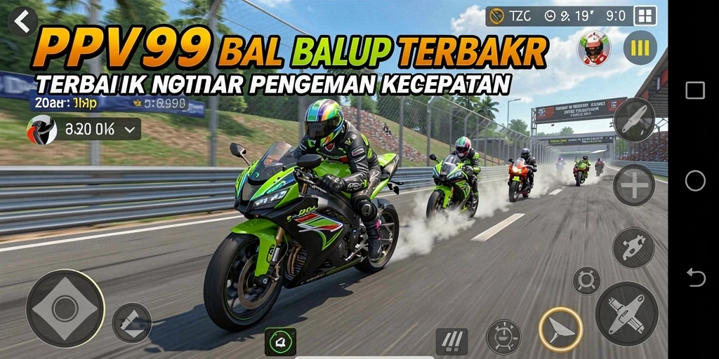 Screenshot gameplay PPV99 yang menunjukkan balapan motor yang mendebarkan.