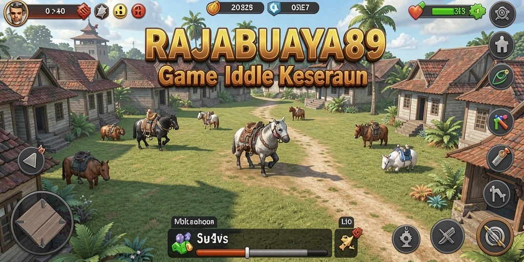 Tangkapan layar menampilkan aksi seru dalam RAJABUAYA89 dengan karakter Idle yang beragam.
