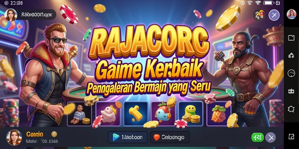 Screenshot utama RAJACORC menunjukkan gameplay seru dengan grafis yang menarik.