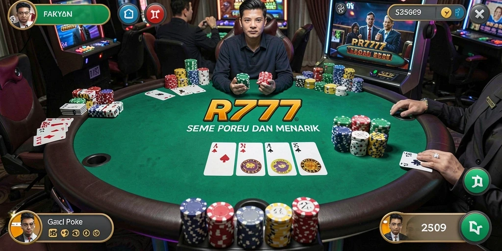 Tampilan gameplay poker yang seru dan mendebarkan di RR777.