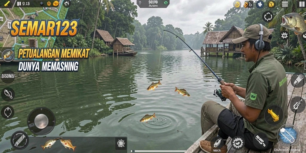 Gameplay SEMAR123 menampilkan aksi memancing yang seru dan interaktif.