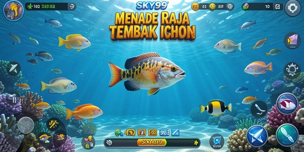 Tangkapan layar gameplay <strong>SKY99</strong> menunjukkan keseruan berburu ikan.